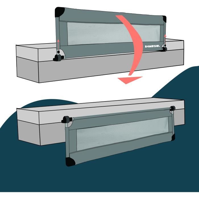 Barrière de lit - LOOPING - BL5003G - Rabattable - Gris