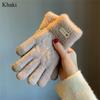 Windproof Warm Gloves Touch Screen Short Mittens Fashion Knitted Gloves  Autumn Winter