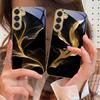 Плавающая золотая лента Для Samsung Galaxy S20 FE S21 S22 S23 Plus S24 Ultra 25Ultra S21+ S9+ S22Plus Золотой стеклянный чехол для телефона