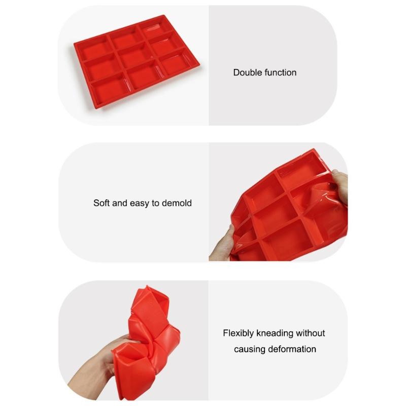 9 Cavity Rectangular Silicone Cake Molds for Baking Enthusiasts Space Saving Design Easy Releases Perfect Dessert