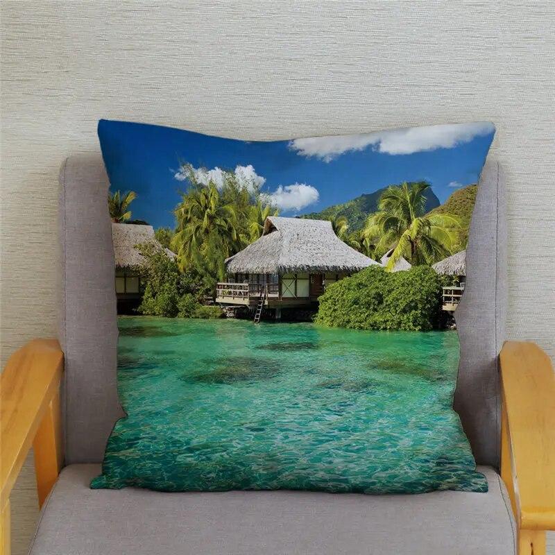 Декор для спальни, гостиной, пляжный пейзаж, кокосовая пальма, чехол для дивана, домашний декор, наволочка с принтом морской звезды и ракушки