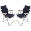 2 Pieces Folding Chair Camping Chair Balcony Chair Foldable Picnic and Garden Chair Navy Blue