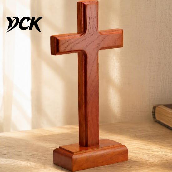 Church Altar Tabletop Solid Wood Stand Ornament, Wooden Standing Christian Gifts, Wall Desk Art Religious Faith Decor for Home Prayer Room Desktop