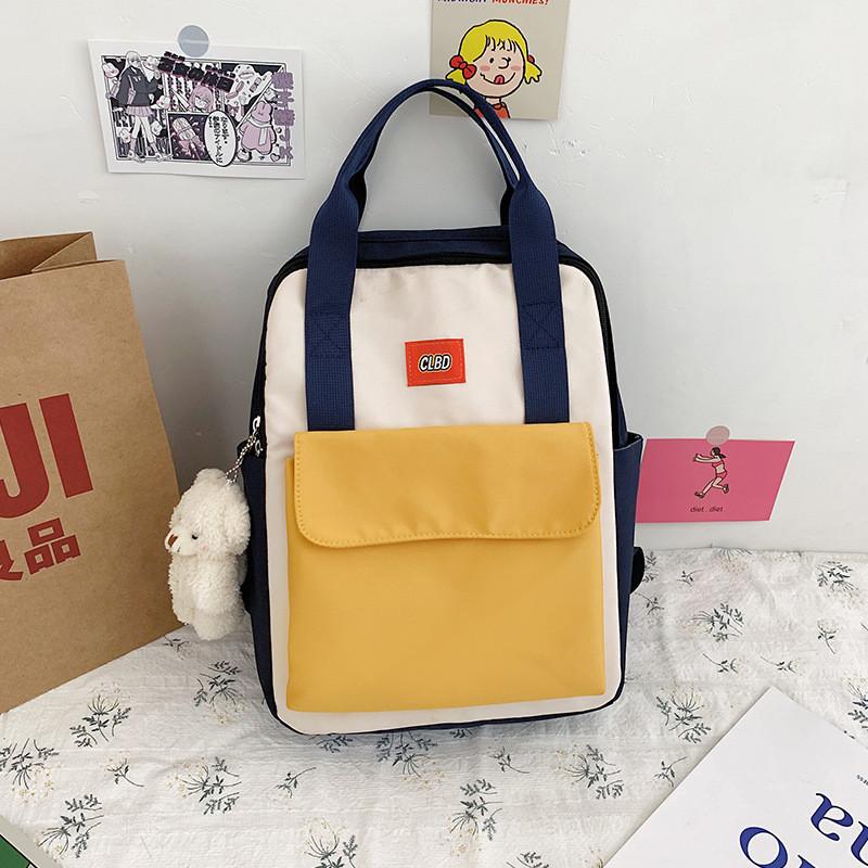 Urban Minimalist Style Nylon Fabric Backpack With Color Blocking Popular Element For Casual Travel