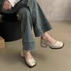 Square head shallow mouth thick heel single shoes women's summer new temperament high heel Mary Jane shoes