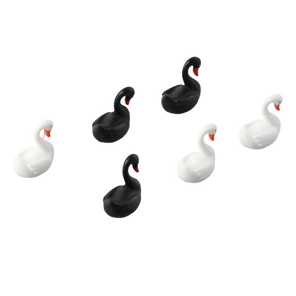 Fairy Garden Black White Swan Miniature Love Ducks Figurine Lover Birds Ornaments Animals Statue