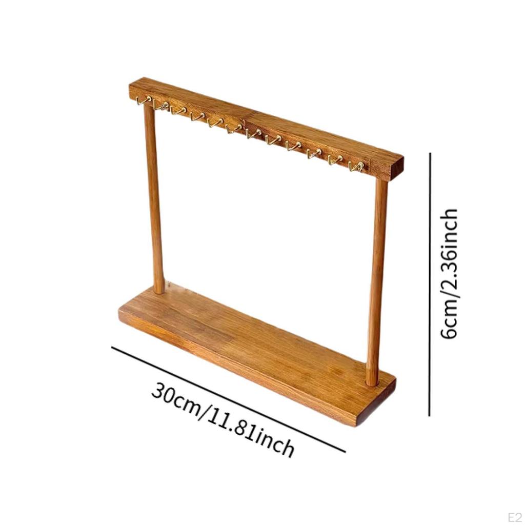 Decorative Wooden Jewelry Organizer, Simple Tabletop Necklace Holder, Stand for Girls And