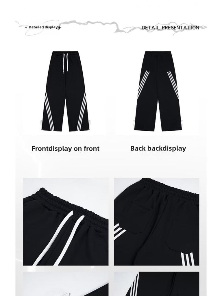 Женские летние модные широкие спортивные брюки с полосками по бокам