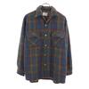 TOWNCRAFT 60s Made In Japan Wool Blend Flannel Vintage Check Pattern Long Sleeve Open Collar Shirt Men's Used