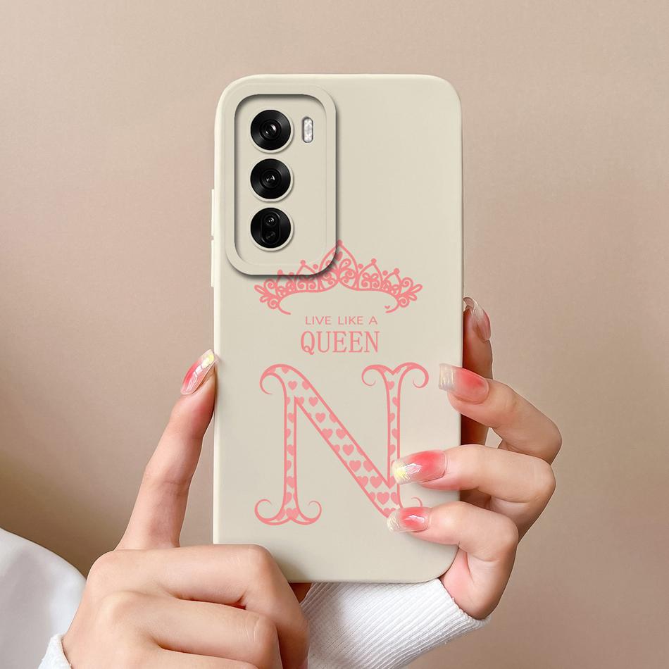 Парный чехол для Oppo Reno 12 Pro 5G Чехол Корона Буква Высококачественный Мягкий Жидкий Силикон Защитный Чехол для Oppo Reno12 Fundas