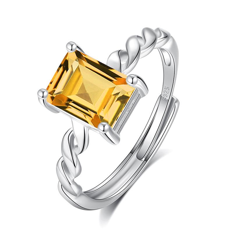 Popular S925 whole body sterling silver natural amethyst citrine topaz colored treasure ring women