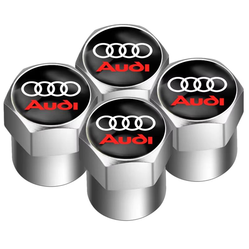 2026 4Pcs Car Wheel Tire Air Valve Caps Stem Cover with Color Brand Logo For 4HGUE A3 A4 A5 A6 A7 A8 Q3 Q5 Q8 TT TTS Accessories