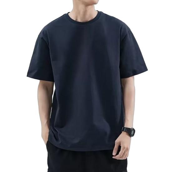 Men Solid Color T-Shirt Round Neck Short Sleeve Summer Tee Casual Loose Fit Tee Shirt for Daily Life Parties Street Beachwear