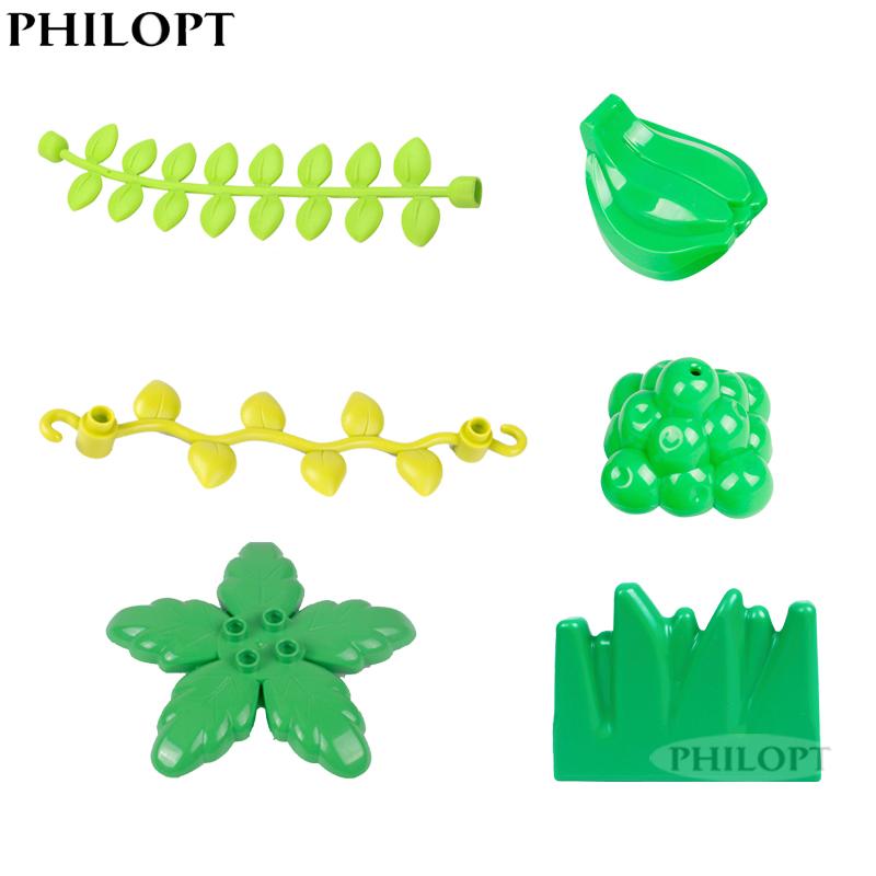 4 шт. Большой строительный блок Серия лесных растений Цветок Трава Дерево Наружное украшение Уличные аксессуары Совместимые сцены Игрушка для ребенка