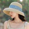 Элегантная соломенная шляпа с большими полями и бантом, женская пляжная панама для отдыха и отпуска