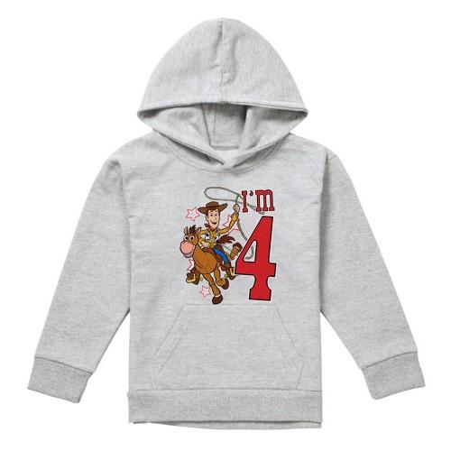Toy Story Childrens/Kids I'm 4 Woody Heather Birthday Pullover Hoodie