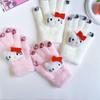 Зимние перчатки Hello Kitty для девочек - Теплые, с ромбовидным узором, из искусственного меха кролика, идеально подходят для защиты от холода и езды на велосипеде.