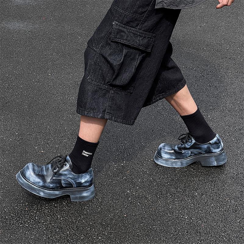 Туфли с большой головой мужские туфли трендовые черные нишевые Микки с высоким чувством дерби на толстой подошве с увеличением роста хулиганские красивые 9522-H