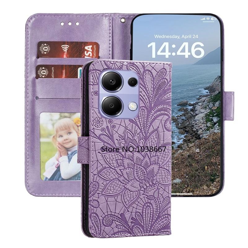 Чехол-книжка для Poco M6 Pro X6 Neo X6 Pro M5S F5 X5 X3 X4 Pro 5G PocoPhone C65 C61 C50 C51 C55 цветок Кожаный кошелек Слот для карт