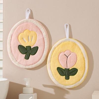 Модное тюльпановое полотенце для рук Впитывающее коралловое бархатное кухонное полотенце для уборки Мультяшное из микрофибры Подвесное полотенце Бытовое