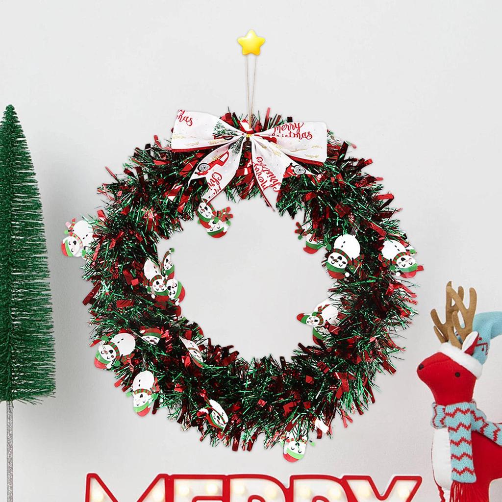 Christmas Wreath Red Green Strips Bow Holiday Wreaths For Winter Festival New Year Housewarming Table Centerpiece Party