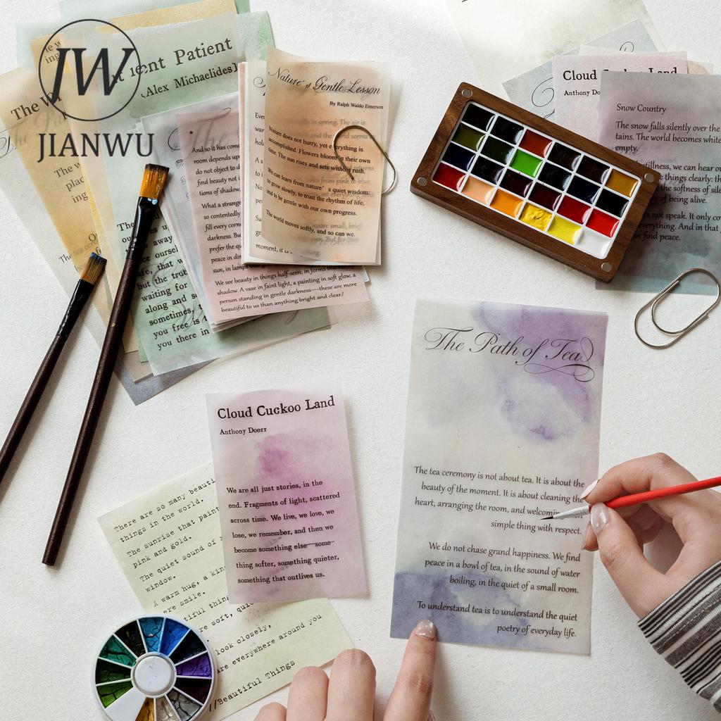 JIANWU English Handbooks Series Vintage Words Landscape Collage Scrapbooking Material Paper Creative DIY Junk Journal Stationery
