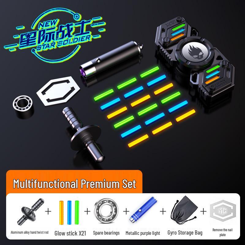 Yijue Светящийся Деформируемый Пальчиковый Гироскоп - Детская Игрушка для Снятия Стресса с Черными Технологиями