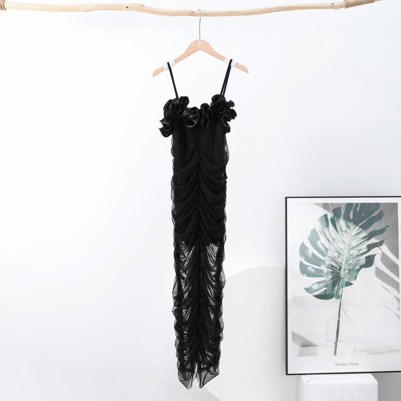 Платье-комбинация с оборками и складками, женское облегающее, с запахом, длинное, сексуальное, с открытой спиной, на бретелях, летняя новая мода