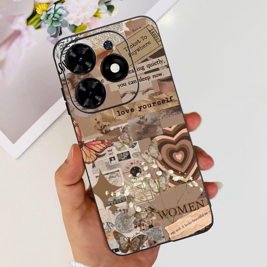 Чехол для Tecno Spark Go 2024 Популярный Цветок Астронавт Capa Силиконовый Мягкий Чехол для Tecno SparkGo 2024 BG6 Ударопрочный Корпус Телефона