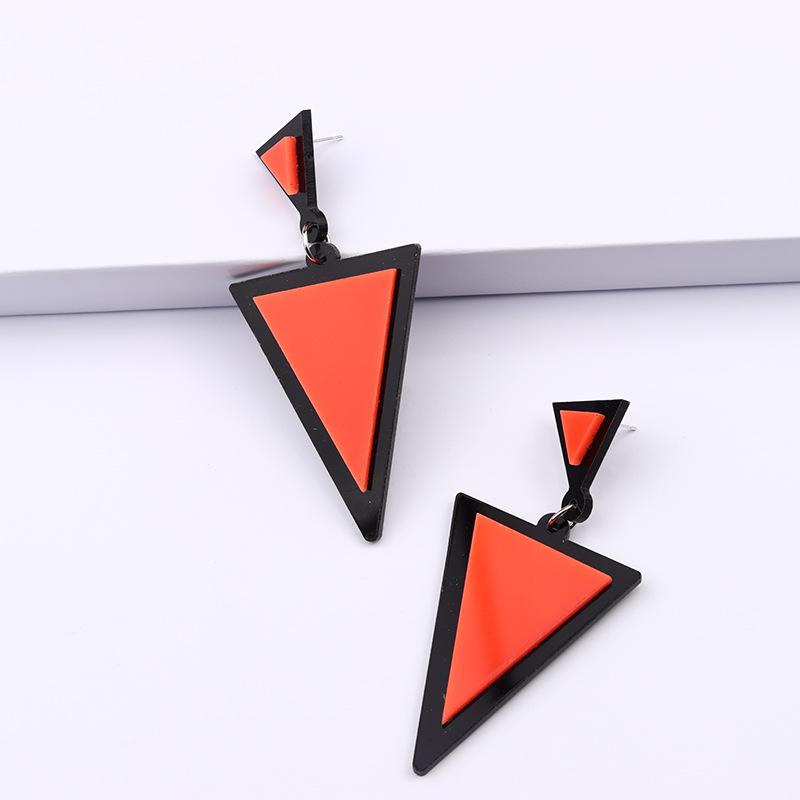Korean Fashion Fluorescent Colorful Triangle Acrylic Drop Earrings for Women Big Geometric Pendant Earring 2026 Trend Jewelry