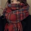 Plush Plaid Wool Scarf Tassel Long Shawl Retro Winter Cashmere Scarves  Autumn Winter