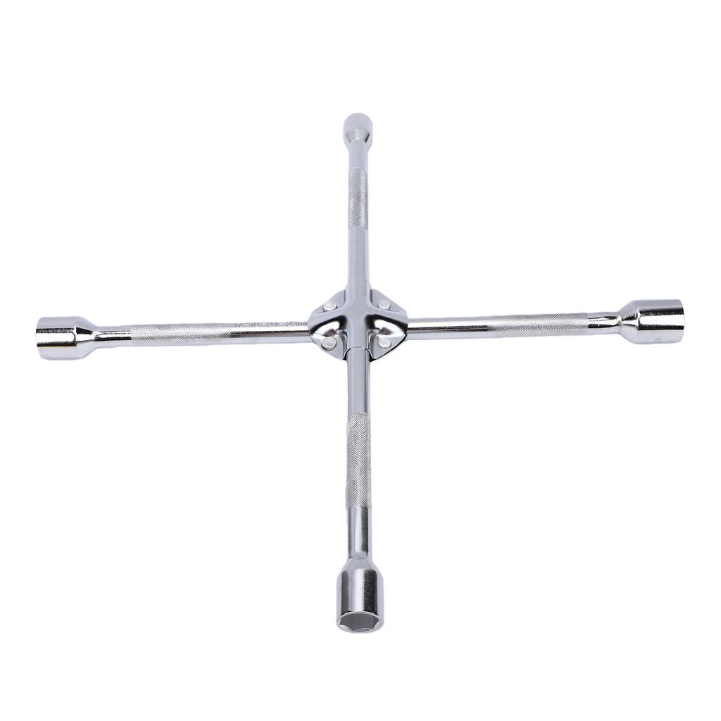 4 Way Lug Wrench Cr Plated Steel Tire Lug Nut Wrench for Cars Light Trucks SUVs RVs Pickup