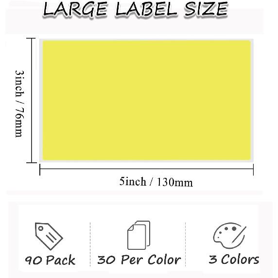 90Pcs Large Moving Labels for Boxes, 5 X 3 Inch Label Stickers for Storage B, Rectangular Stickers Color-Coding Labels for Home Organization, Kitchen