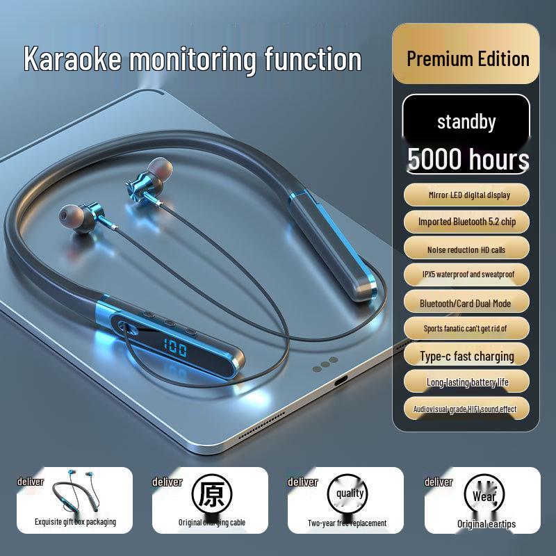 Bluetooth-наушники с шейным ободом, с длительным временем работы от аккумулятора, большим запасом громкости, совместимые с устройствами Apple, Huawei и Android