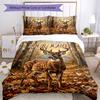 3PC Custom Name Autumn Deer Art Bedding Set Duvet Cover Closure Includes 1 Duvet Cover & 2 Pillowcases for Bedroom