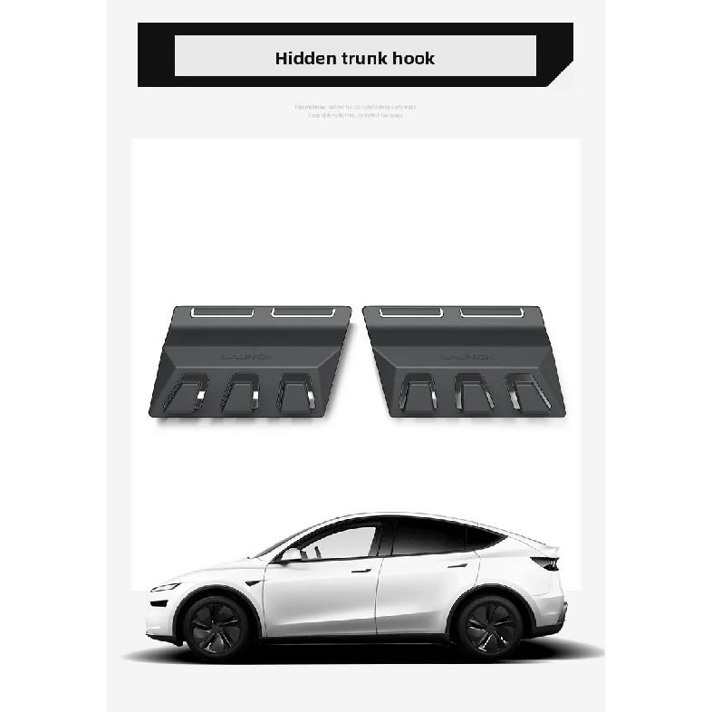 for Tesla Model YL Y Juniper 2025 2026 Launch Rear Trunk Hook Hidden Organizer Umbrella Bag Hanger Storage Car Accessories 2pcs