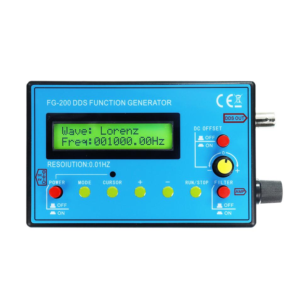 FG-200 DDS Function Signal Generator 0.01Hz-500KHz Signal Generator Adjustable Module Sine+Square+Triangle+Sawtooth Waveform