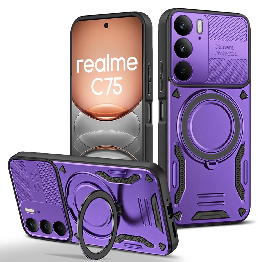 Магнитный чехол-броня для OPPO A5 A5X Reno 13 13F 14 14F Pro Realme 14 15 Pro Plus C75 5G Чехол-бампер с кольцом-подставкой