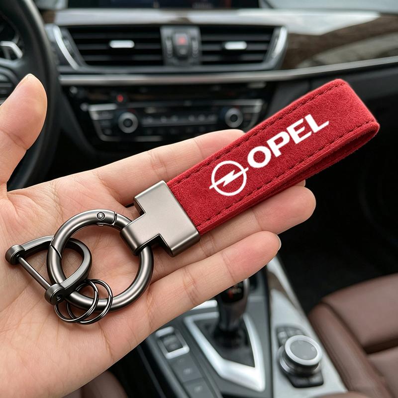 Logo Alloy Luxury Suede Leather Keychain Car Key Chain For Opel Astra Grandland Corsa Mokka Frontera Insignia Zafira Vivaro Karl