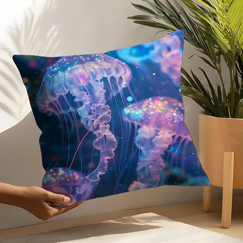 Beautiful Marine Life Jellyfish Pillow Case Linen Cushion Covers For Decorative Sofa Home Pillows Case Car Chair Pillows Cases