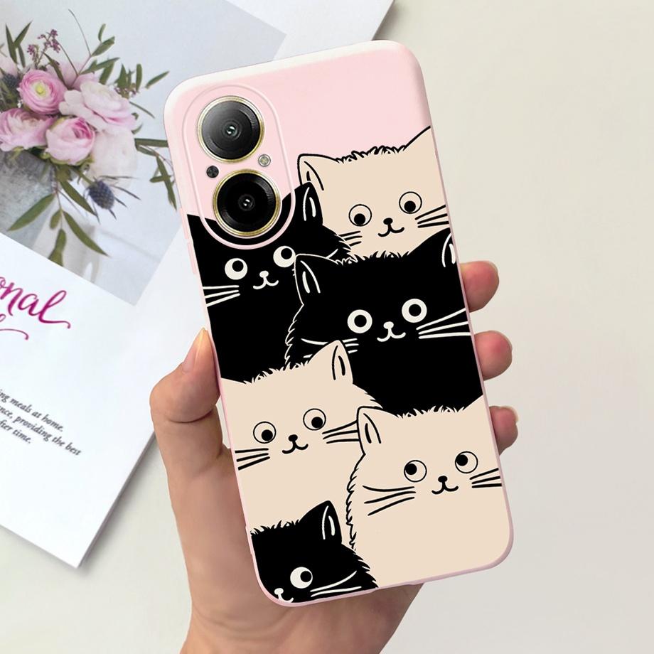 Case For Oppo Realme C67 4G RMX389 Phone Cases Black Cat Moon Night Soft Silicone Shockproof Back Cover For RealmeC67 4G Funda