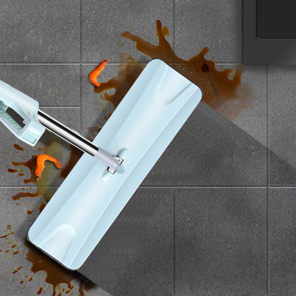 Flat Floor Mop Steel Handle Free Hand 360°Spin Microfiber Mop Dry Wet Kitchen Clean