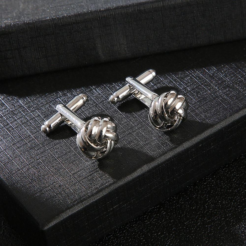 Alloy Alloy Cufflinks Gold Silver Black Shirt Suit Cuff Links Elegant Style Knot Men