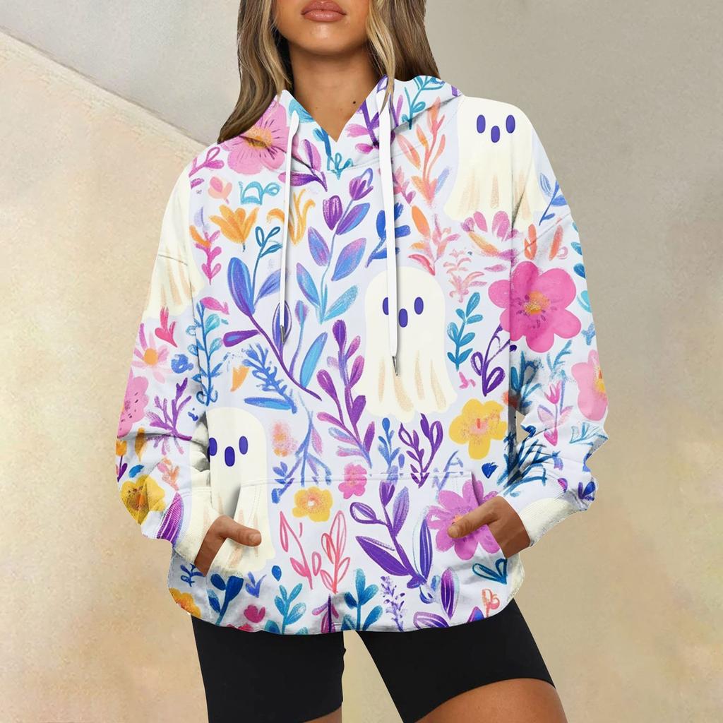 Women's Fashion Casual Long Sleeve Hooded Printed Sweatshirt
