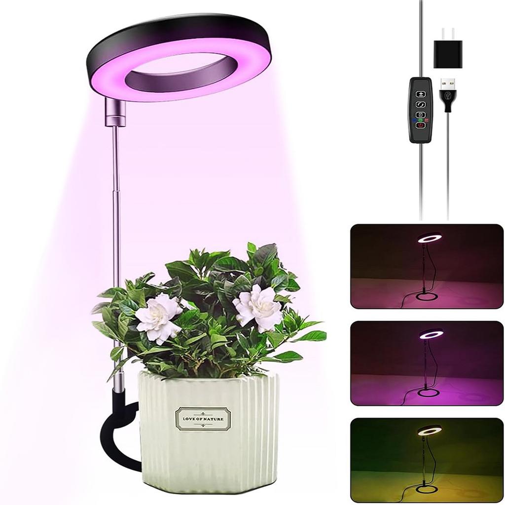 Ground-plugged Plant Light Timable Dimmable Angel Ring Full Spectrum Imitation Sunlight Succulent Pot Grow Light Fill Lights