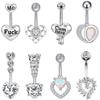 European And American New Aaa Peach Heart Zircon Navel Ring Dripping Oil Letter Navel Nail Piercing Jewelry 