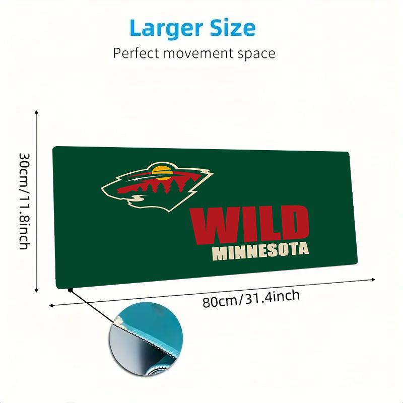 Коврик для мыши с логотипом Minnesota Wild, большой, для игровой поверхности стола, нескользящий, для ноутбука, планшета, большой коврик для мыши XXL, коврик для мини-ПК, с заблокированным краем