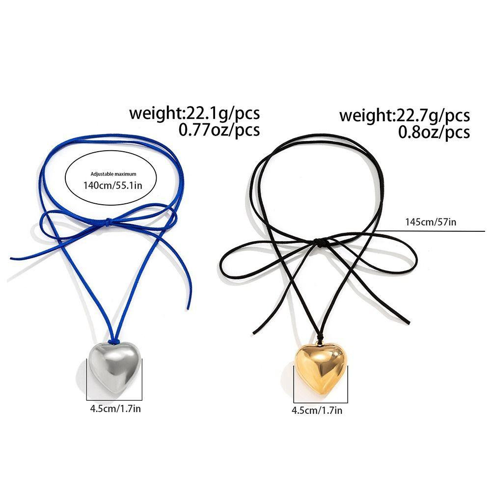 Gift Simple Wax Thread Necklace Heart Pendant Heart Shaped Necklace Neck Jewelry