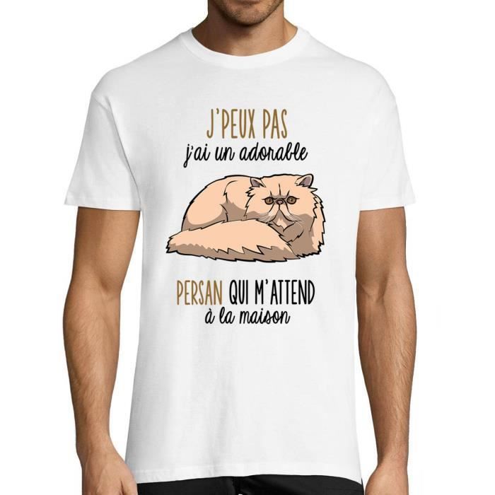 T-shirt - Persan - Homme - Blanc - Manches courtes - Col arrondi