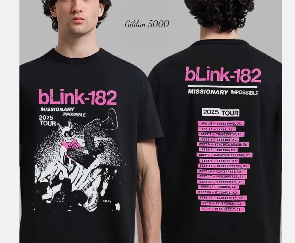 Blink 182 Missionary Impossible 2025 Tour Мерч Черная футболка
